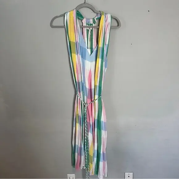 Mille Marilyn Belted Sleeveless Cotton Midi Dress in Pastel NEW Small - Picture 3 of 7